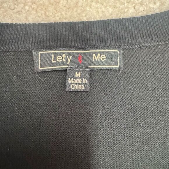 EUC Lety and Me V-Neck Pullover Sweater Medium Black - Picture 4 of 6